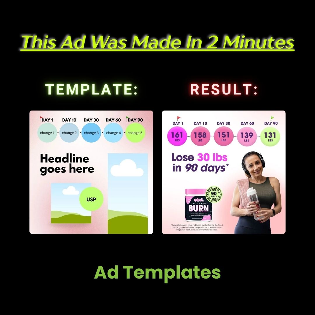 Weight Loss Progress Timeline Ad – 90-Day Transformation for Supplement Brand