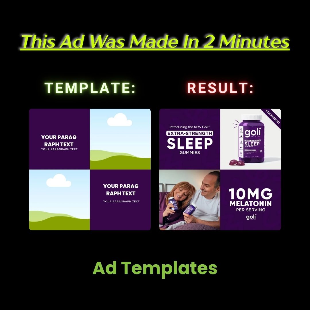 Melatonin Sleep Gummies – 4-Block Launch Ad Template