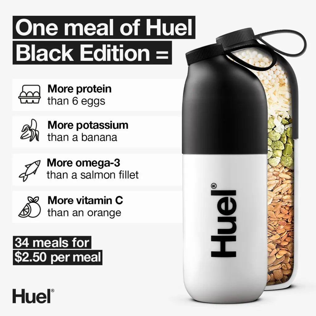 Huel Black Edition Value Comparison Ad – Nutrient-Rich Meal Replacement Breakdown
