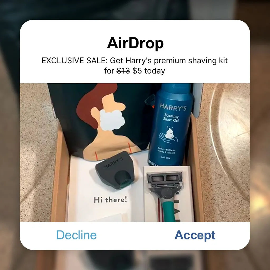 “AirDrop Pop-Up Offer – Shaving Kit Discount CTA”