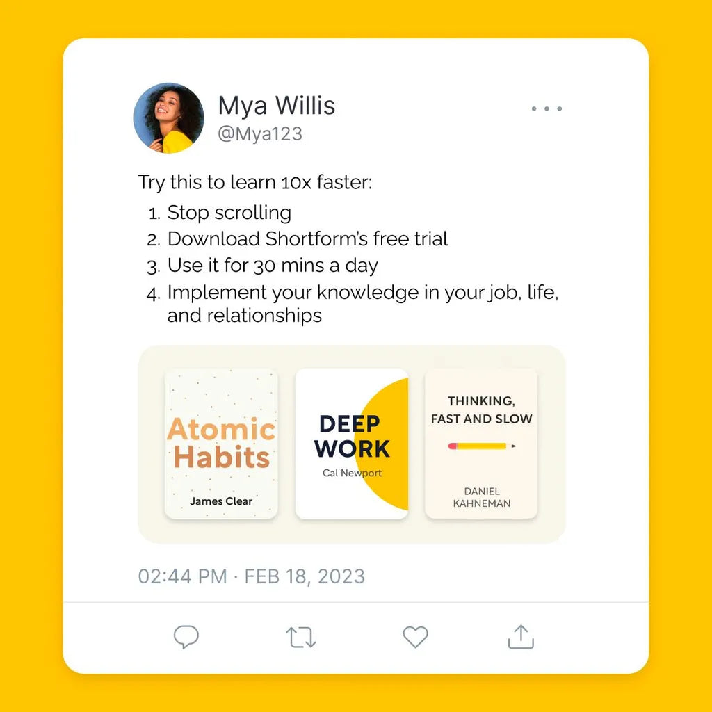 “Social Proof Tweet – Learn Faster with App Call-to-Action”
